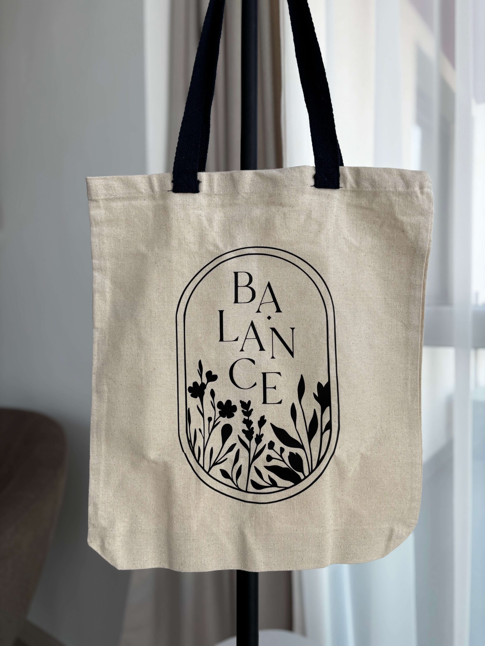 Balance vászontáska – 100% pamut, letisztult fekete-fehér design, prémium minőség