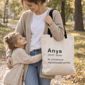 Anya az univerzum legbiztosabb pontja feliratos bézs, erős, divatos vászontáska anyáknak