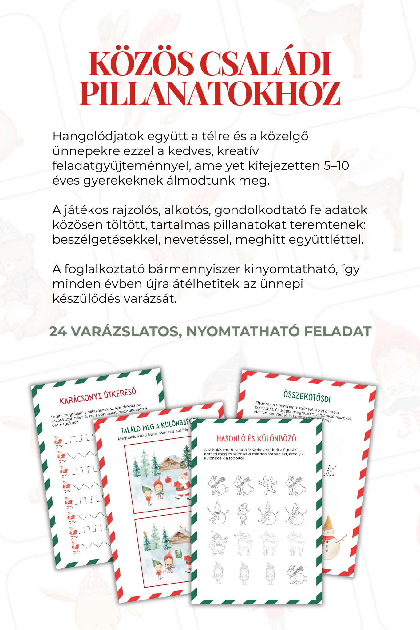 kreatív feladatok gyerekeknek – téli nyomtatható foglalkoztató PDF