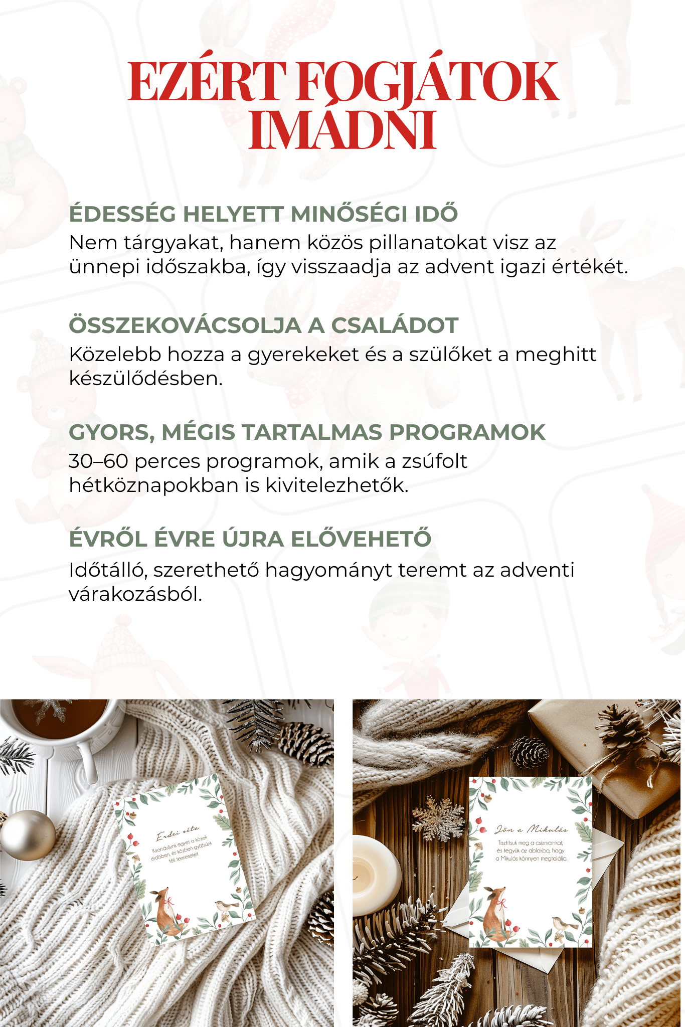 adventi programkártyák gyerekeknek – mini méret