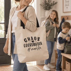 Chaor Coordintaor Momlife feliratú natúr , erős, divatos vászontáska anyáknak